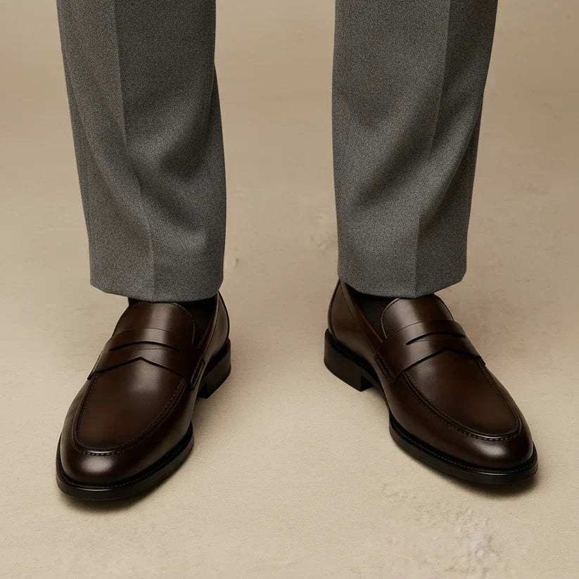 Lorenzo | Men's Leather Penny Slip On Loafers