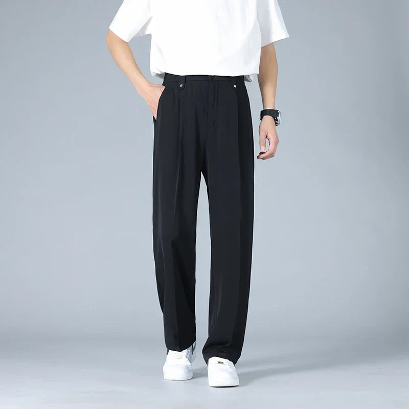 Vallier | Men's Wide Leg Pleated Straight Leg Trousers