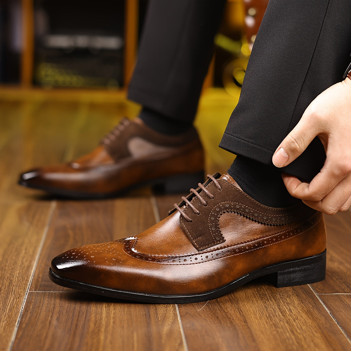 Vincent | Men's Two-Tone Wingtip Brogue Oxford Shoes