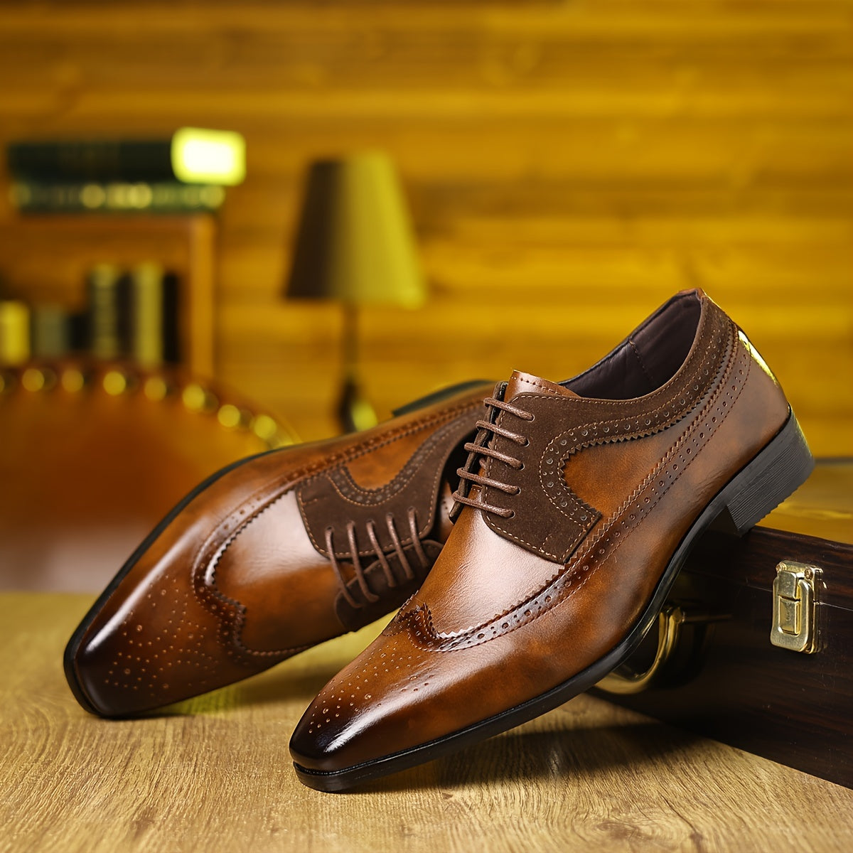 Vincent | Men's Two-Tone Wingtip Brogue Oxford Shoes